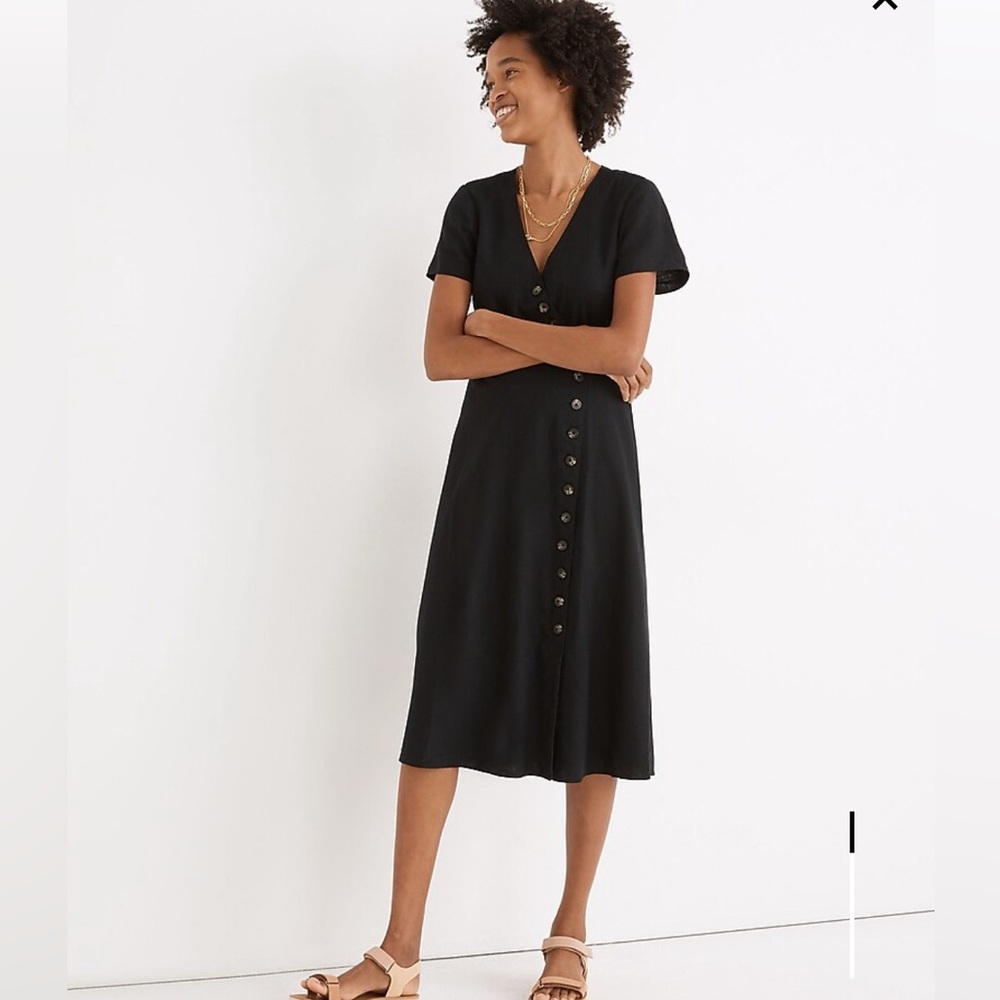 Madewell black Buttoned Midi Dress
